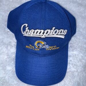 Vintage Logo Athletic NFL LA Rams 1989 NFC Western Division Champions Hat Blue